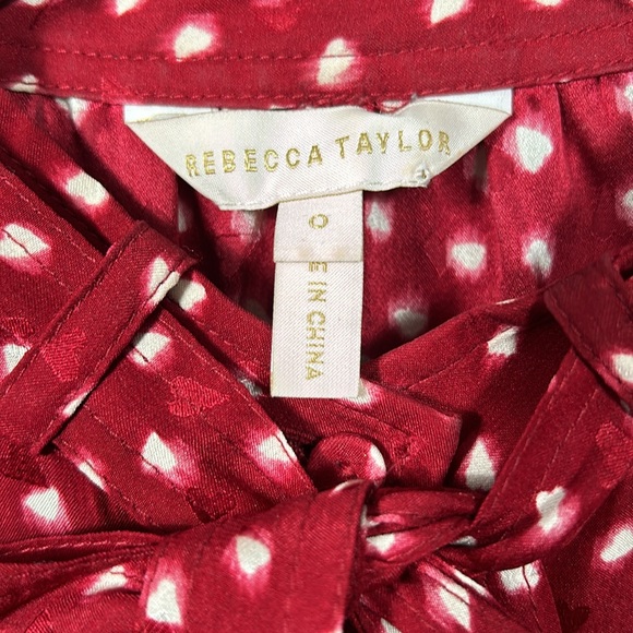 Rebecca Taylor Silk Blurry Heart Red Button Up Dress size 0 - Picture 13 of 17